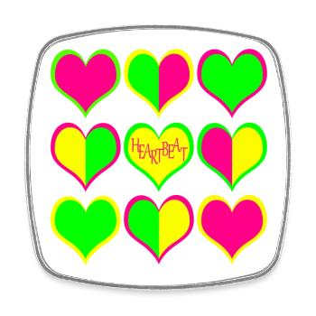 Neon Herzen Muster HeartBeat - Viereckiger Kühlschrankmagnet - Weiß - Vorne