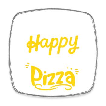 Happy Pizza - Square fridge magnet - white - Front