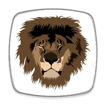 Illustration de tête de lion avec crinière sauvage - Magnet carré - blanc - Devant