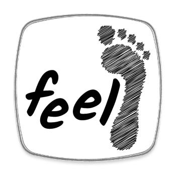 feel barefoot; fühle barfuß; barfuß als Lebensstil - Viereckiger Kühlschrankmagnet - Weiß - Vorne