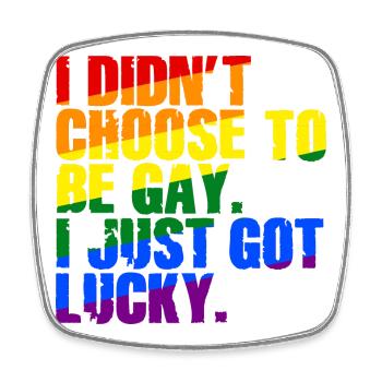 Humour gay Gay Dicton drôle drapeau arc-en-ciel - Magnet carré - blanc - Devant