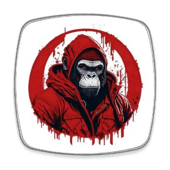 Gorilla Street Style - Magnet carré - blanc - Devant