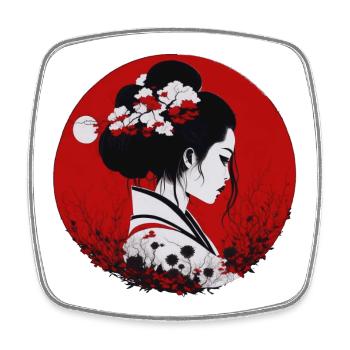 japanese girl - Square fridge magnet - white - Front