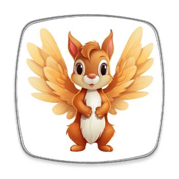Squirrel Angel - Celestial Animal Design - Square fridge magnet - white - Front