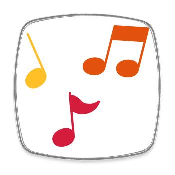 Musiknoten – 3 Farben - Viereckiger Kühlschrankmagnet - Weiß - Vorne