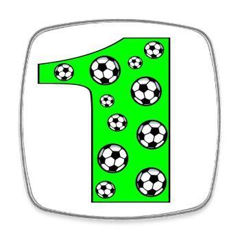 Zahl 1 - NUMMER EINS - FUSSBALL - Viereckiger Kühlschrankmagnet - Weiß - Vorne
