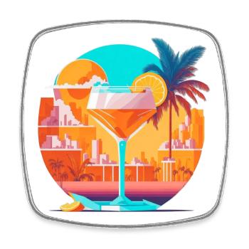 80s Cocktail - Viereckiger Kühlschrankmagnet - Weiß - Vorne