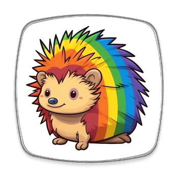 Igel-Design in Regenbogenflaggenfarben | Stolz - Viereckiger Kühlschrankmagnet - Weiß - Vorne