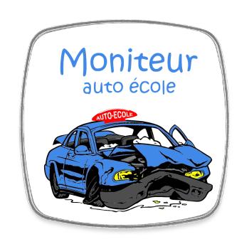 Moniteur auto-école - Magnet carré - blanc - Devant