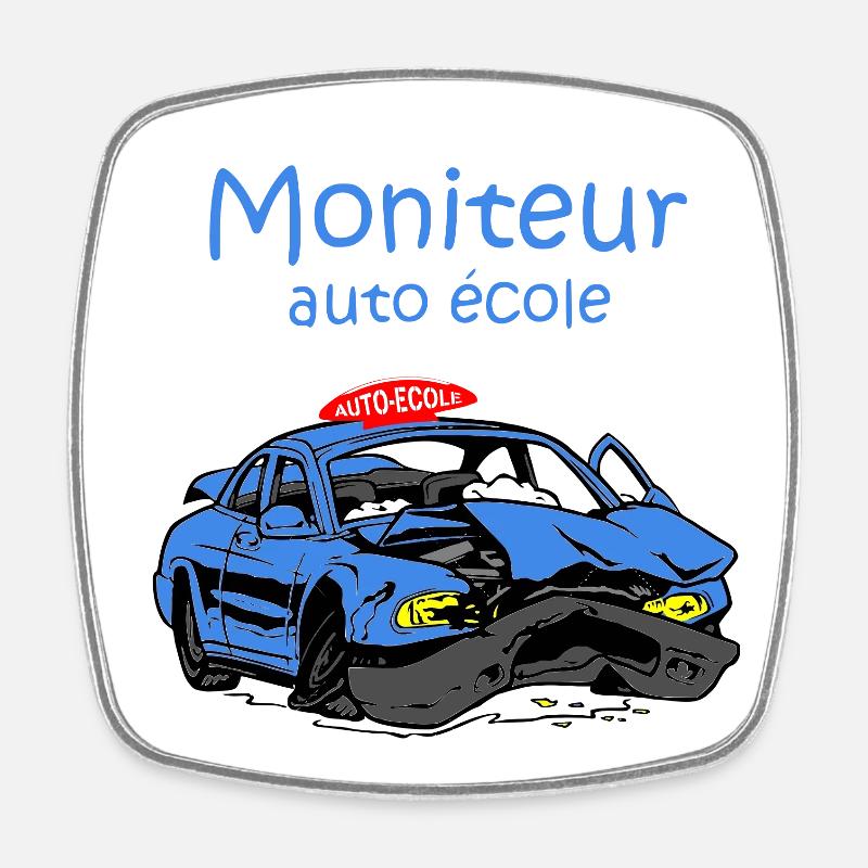 Moniteur auto-école - Magnet carré - blanc