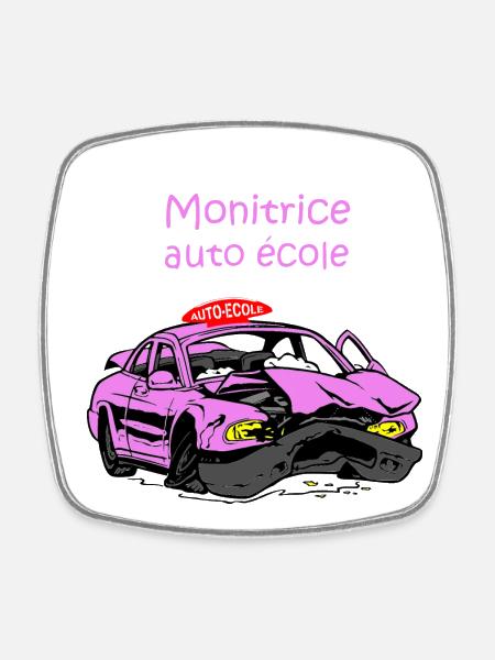 Monitrice auto-école - Magnet carré - blanc