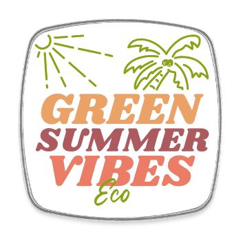 Green Summer Vibrations, sustainable summer - Square fridge magnet - white - Front