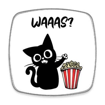 Films Popcorn Cat Binge Watching Dire Cineaste - Magnet carré - blanc - Devant