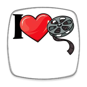 J’aime les films Déclaration de cœur Cinéma Films Cineaste - Magnet carré - blanc - Devant