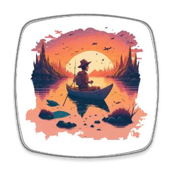 Fishermen in autumn - Square fridge magnet - white - Front