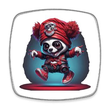 Panda mignon en pirate - Magnet carré - blanc - Devant