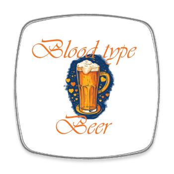 Groupe sanguin Bière - Magnet carré - blanc - Devant