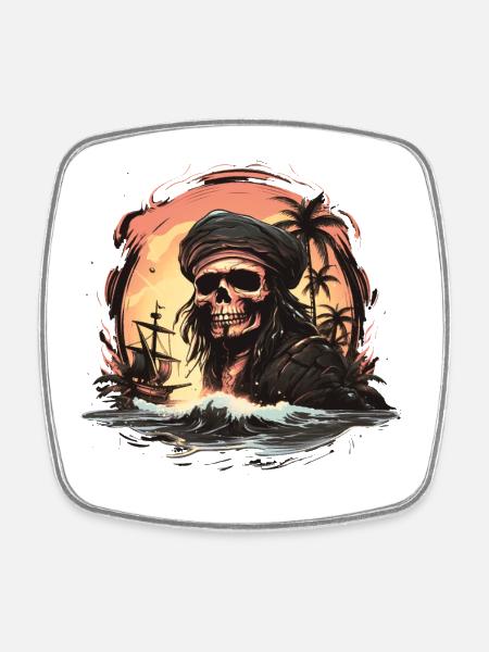 Pirate du crâne - Magnet carré - blanc