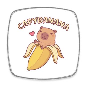 Capybara In Banana Capybanana pun - Square fridge magnet - white - Front