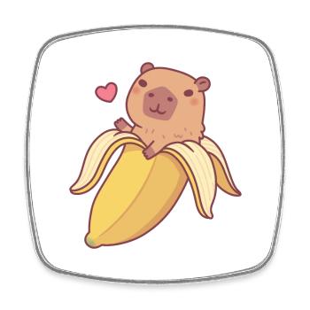 Cute Capybara In Banana Funny - Square fridge magnet - white - Front