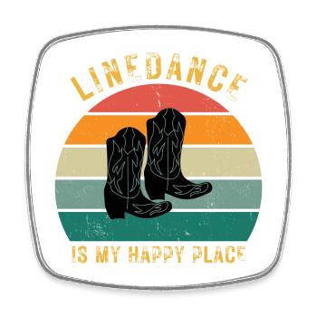 Perfect gift: "Linedance is my Happy Place" - Square fridge magnet - white - Front
