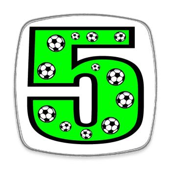 5. Kindergeburtstag - Kinder Fussball - Zahl FÜNF - Viereckiger Kühlschrankmagnet - Weiß - Vorne