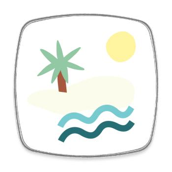 Sunny Beach Paradise Minimalist Illustration - Square fridge magnet - white - Front