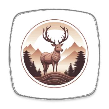 Hirsch Wald und Berge - Viereckiger Kühlschrankmagnet - Weiß - Vorne
