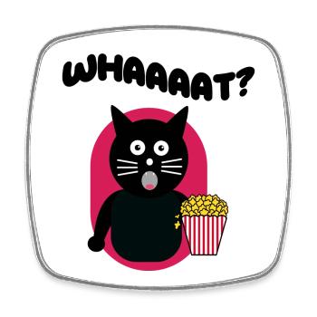 Popcorn Cinema Theater Streaming Cat Movie Night - Square fridge magnet - white - Front