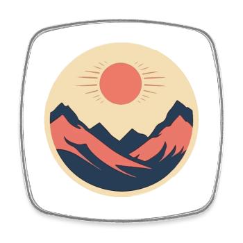 Montagnes au soleil - Magnet carré - blanc - Devant