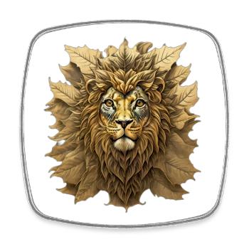 Autumn Leaf Lion Portrait - Square fridge magnet - white - Front