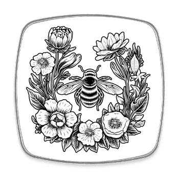 Blumenkranz Blumen Imker Wiese Bienen Blüten Blüte - Viereckiger Kühlschrankmagnet - Weiß - Vorne