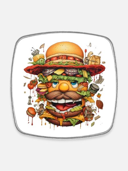 Wild Citizen Caricature Face - Square fridge magnet - white