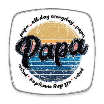 Papa Retro Sunset Script - Square fridge magnet - white - Front