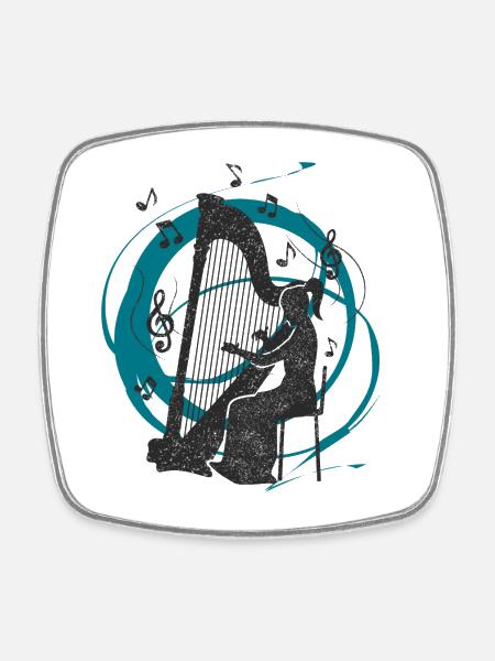 Sons de harpe - Magnet carré - blanc
