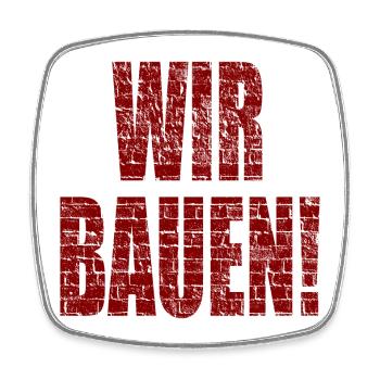 Bauziegelsteine Muster - HAUSBAU WIR BAUEN - Viereckiger Kühlschrankmagnet - Weiß - Vorne