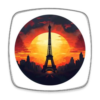 Paris Tour Eiffel au coucher du soleil, Romantique - Magnet carré - blanc - Devant