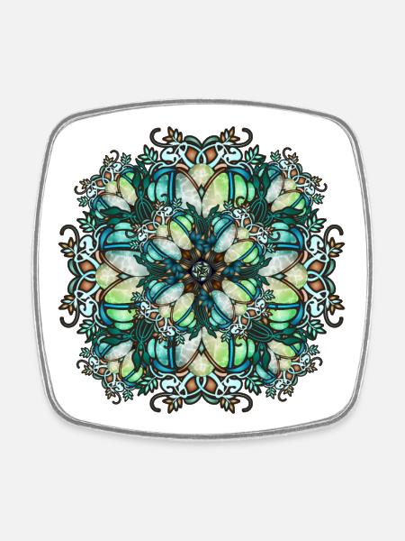 Rosace Art Nouveau en verre transparent - Magnet carré - blanc