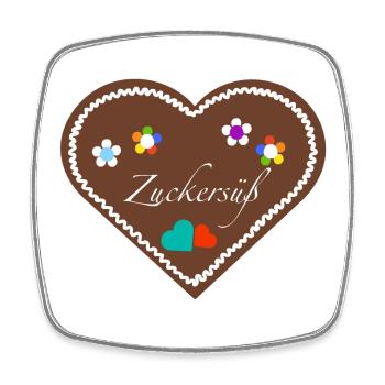 "Jahrmarkt-Liebe" Zuckersüß div - Viereckiger Kühlschrankmagnet - Weiß - Vorne