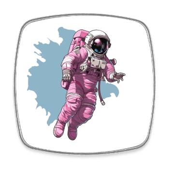 Rosa Raumanzug im Kosmos - Viereckiger Kühlschrankmagnet - Weiß - Vorne