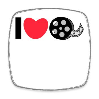 Déclaration de cœur J’aime les films Regarder des films - Magnet carré - blanc - Devant