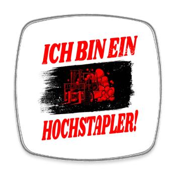 Gabelstapler Design - Viereckiger Kühlschrankmagnet - Weiß - Vorne