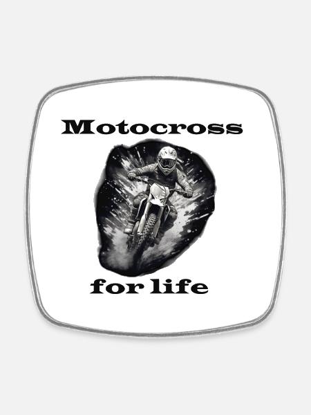 Motocross for life - Square fridge magnet - white