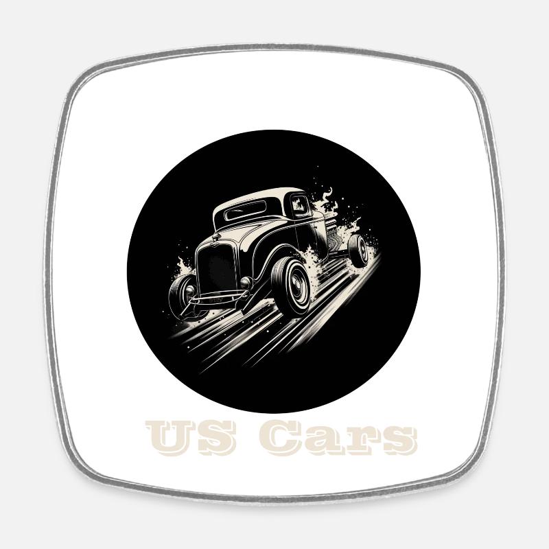 US Cars white - Square fridge magnet - white