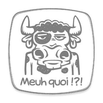 Meuh quoi ! - Magnet carré - blanc - Devant