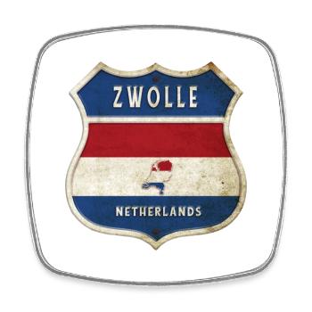 Conception des armoiries de Zwolle (Pays-Bas) - Magnet carré - blanc - Devant