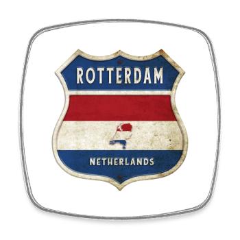 Conception des armoiries de Rotterdam (Pays-Bas) - Magnet carré - blanc - Devant