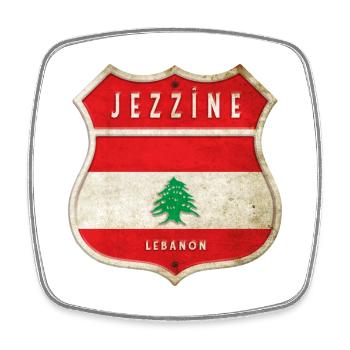 Jezzine Lebanon coat of arms flag design - Square fridge magnet - white - Front