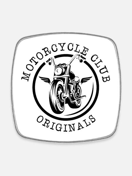 Symbole de l’emblème Motorcycle Club Custom Garage Chopper - Magnet carré - blanc