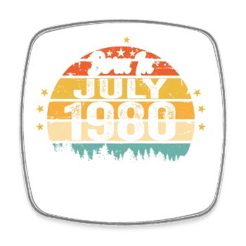 1980 July - Years of greatness since July 1980 - Square fridge magnet - white - Front